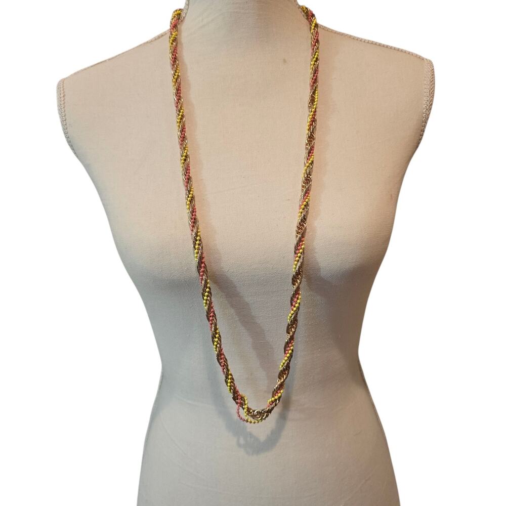 Necklace Vintage Torsade Twist Braided Small Seed Beads Adjustable 21-34 Inch